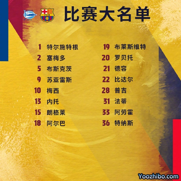<a href=/zuqiu360zb/barcelona/ target=_blank class=infotextkey>巴萨</a>收官战vs阿拉维斯大名单