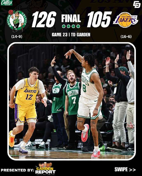 绿军24记三分126-105轻取湖人，里夫斯36+8，东詹全休战